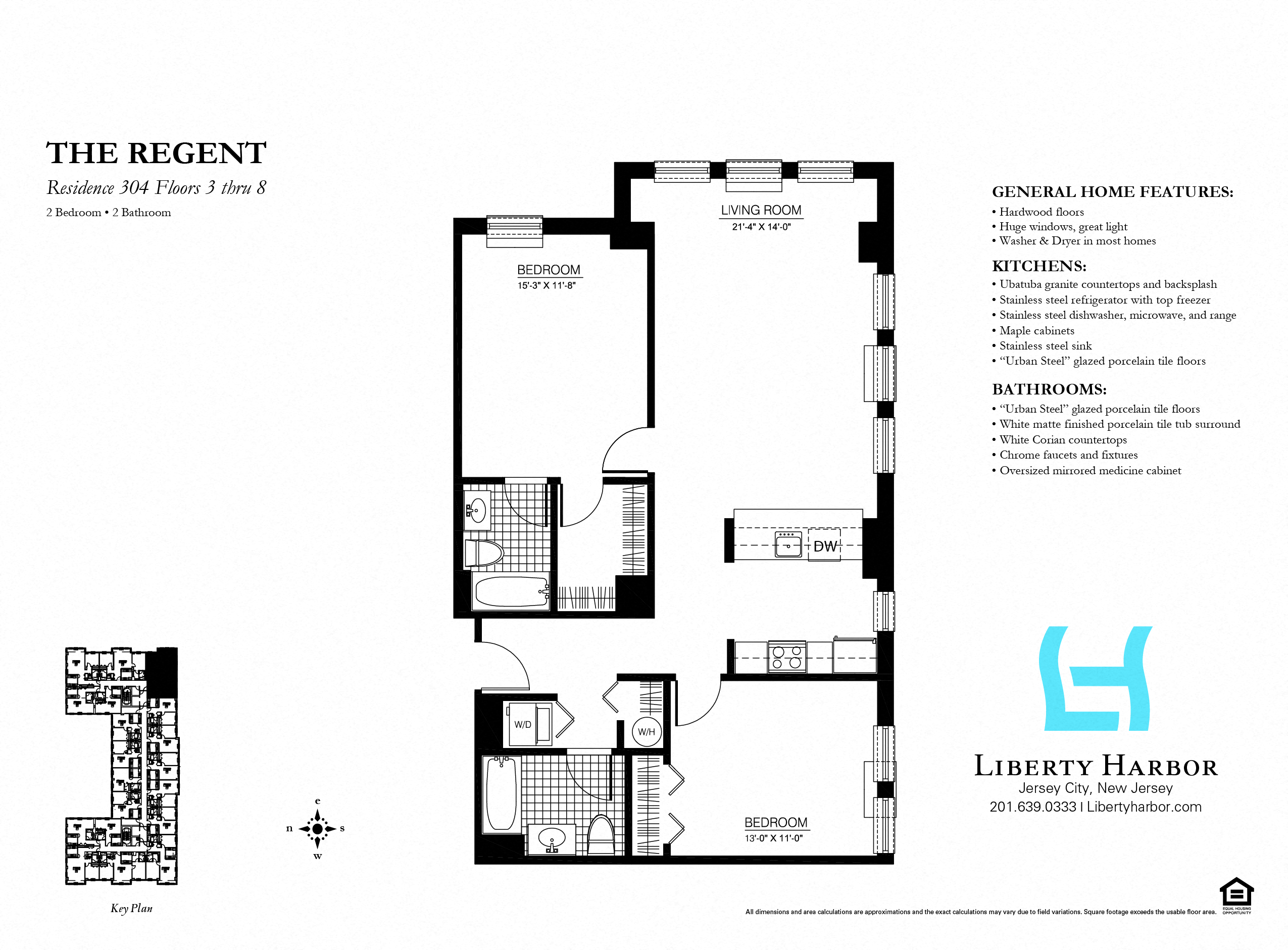 Floor plan for 2 beds, 2 baths, 1145 sqft